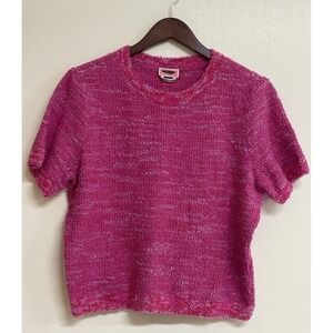 Kate Spade Pink Knit Short Sleeve Tweed Crewneck Top Women's XL